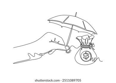 Continuous one line drawing management of finance concept. Doodle vector illustration.