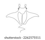 Continuous one line drawing of manta ray. Simple illustration of stingray fish line art vector illustration