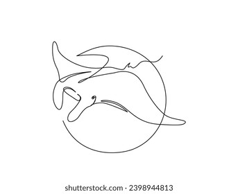 Continuous one line drawing of manta ray. Simple illustration of stingray fish line art vector illustration