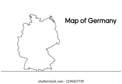 Continuous one line drawing of map of Germany. white background map for Education, Travel across cities in Germany, infographics, Science, Web Presentation isolated on white background