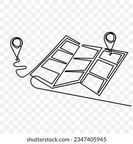 Continuous one line drawing of an map point