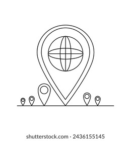 Continuous one line drawing of map point.GPS,Web concept.Map point isolated on a white background. Vector illustration.