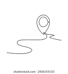 Continuous one line drawing of map point.GPS,Web concept.Map point isolated on a white background. Vector illustration.