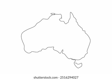 Mapa continuo de dibujo de una línea del continente australiano. Países ubicados en el hemisferio sur. Famoso por su flora y fauna únicas. Día de Australia. Ilustración vectorial de diseño de dibujo de línea única