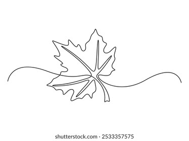 Continuous one line drawing of Maple Leaf. Vector illustration