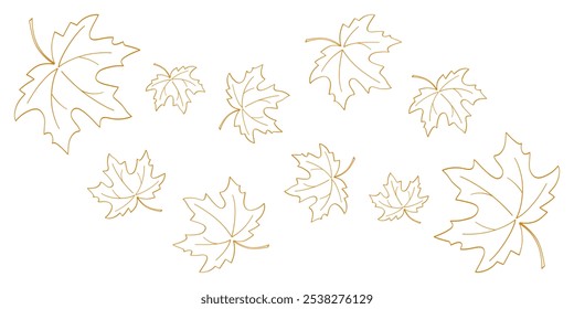 Dibujo continuo de una línea de hoja de arce. Hojas de arce arte lineal en otoño. Esbozo lineal negro minimalista aislado sobre fondo blanco. Ilustración vectorial dibujada a mano.