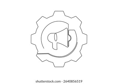 Continuous one line drawing of Marketing automation icon. Single line drawing illustration of Tools Automated marketing strategies. Digital business concept vector art. Doodle line illustration.