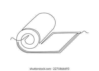 Continuous one line drawing mattress. Fitness equipment concept. Single line draw design vector graphic illustration.