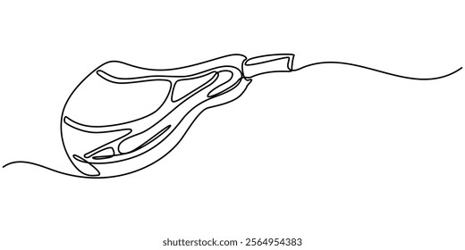 Continuous one line drawing of meat veal, pork, beef, veal steak grill bbq concept in silhouette on a white background, Continuous Line Steak Meat Icon, Steakhouse Continuous Line Icon pro vector.