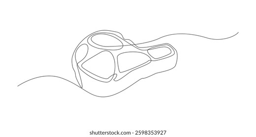 Continuous one line drawing of meat veal, pork, beef, veal steak grill bbq concept on a white background