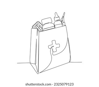 Continuous one line drawing of medical tablet and pill. Medical drugs, drug store, pharmacy , health and care line art vector illustration. Editable stroke.