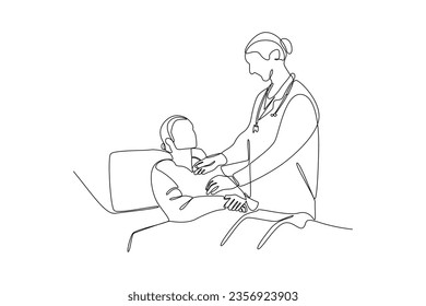 Continuous one line drawing Medical personnel consulting patient concept. Doodle vector illustration.