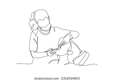 Continuous one line drawing Medical personnel consulting patient concept. Doodle vector illustration.