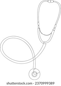 Continuous one line drawing of medical stethoscope. Medical health concept in doodle style. Minimalist design by single line vector illustration.