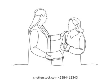 Obtención continua de una línea Examen médico en la clínica. Concepto médico. Ilustración del vector Doodle.