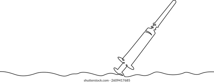 Continuous one line drawing medical syringe. Clean syringe.
One continuous line isolated minimal illustration.Not AI.