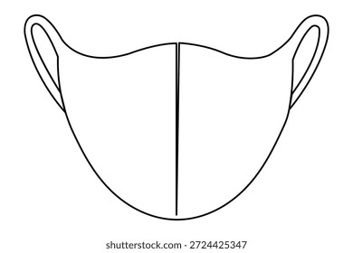 Continuous one line drawing of a medical face mask for protection
