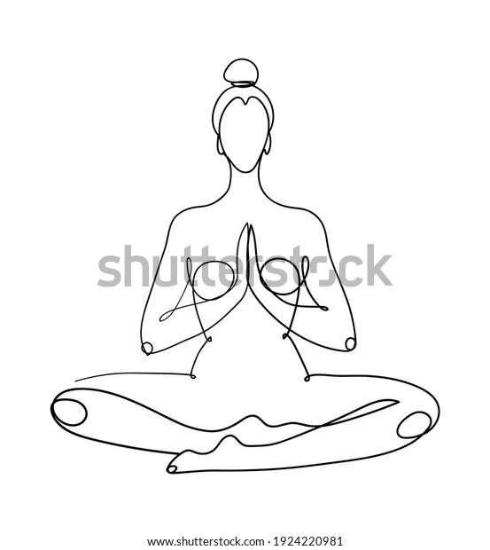 Continuous One Line Drawing Meditating Woman Stock Vector (Royalty Free ...