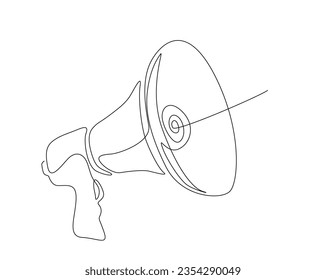 Dibujo continuo de una línea del altavoz megáfono. Ilustración vectorial del altavoz megáfono de toro. Trazo editable.