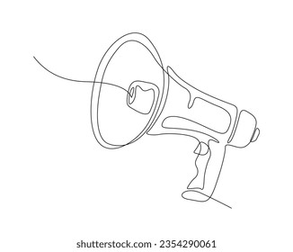 Dibujo continuo de una línea del altavoz megáfono. Ilustración vectorial del altavoz megáfono de toro. Trazo editable.