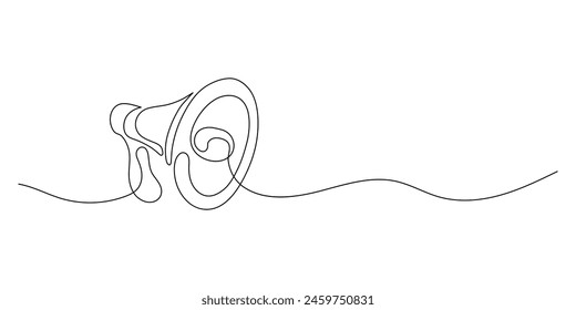 Continuous one line drawing of megaphone speaker for news and messenger promotion Vector Illustration,