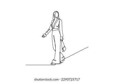 Continuous one line drawing men's or women's clothing styles. 70's style concept. Single line draw design vector graphic illustration.