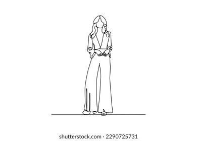 Continuous one line drawing men's or women's clothing styles. 70's style concept. Single line draw design vector graphic illustration.