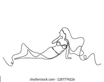 continuous one line drawing of a mermaid fairytale vector illustration