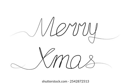 continuous one line drawing of Merry Christmas. vector illustration