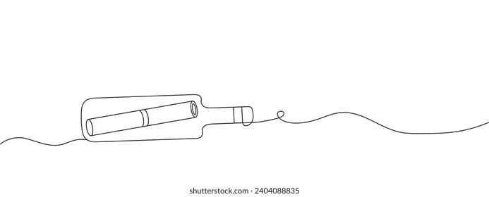Continuous one line drawing of a message in a bottle. Simple vector illustration