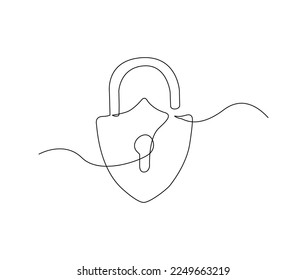 Continuous one line drawing metal padlock  Padlock security sign symbol vector illustration 