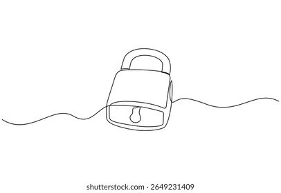 Desenho contínuo de uma linha de cadeado de metal. Ilustração de vetor de símbolo de segurança de cadeado. Ilustração de vetor de conceito de segurança, cadeado de metal. Vetor de símbolo de segurança de cadeado.