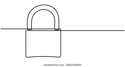 Dibujo continuo de una línea de candado metálico. Ilustración vectorial de símbolo de signo de seguridad de candado.
