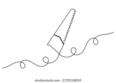 Desenho contínuo de uma linha de uma ferramenta de serra manual de metal