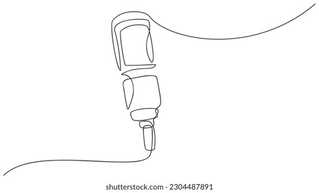 Continuous one line drawing microphone. Podkast. vector illustration