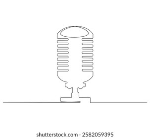Continuous one line drawing of microphone. Single line drawing illustration of podcast microphone. Microphone concept vector art. Doodle line illustration.