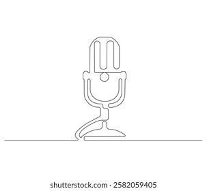 Continuous one line drawing of microphone. Single line drawing illustration of podcast microphone. Microphone concept vector art. Doodle line illustration.