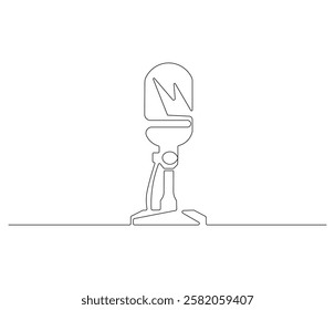 Continuous one line drawing of microphone. Single line drawing illustration of podcast microphone. Microphone concept vector art. Doodle line illustration.