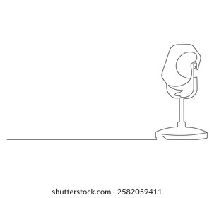 Continuous one line drawing of microphone. Single line drawing illustration of podcast microphone. Microphone concept vector art. Doodle line illustration.