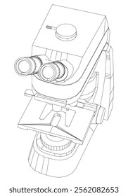 Continuous one line drawing of microscope. Simple illustration of microscope laboratory line art vector illustration.