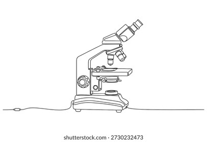 Desenho contínuo de uma linha do laboratório do microscópio.