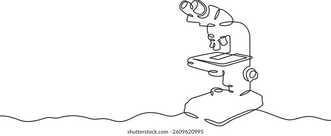 Continuous one line drawing microscope.Medical device microscope.
One continuous line isolated minimal illustration.Not AI.