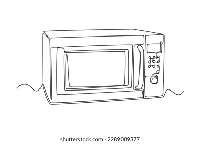 Continuous one line drawing microwave. Home appliances concept. Single line draw design vector graphic illustration.