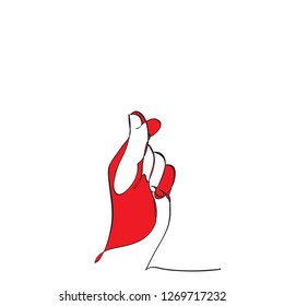 Continuous one line drawing of Mini hand isolated on white background. vector illustration for banner, poster, web, template, valentine's card, 
