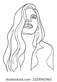 Continuous one line drawing of minimalist woman. Vector illustration.