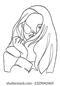 Continuous one line drawing of minimalist woman. Vector illustration.