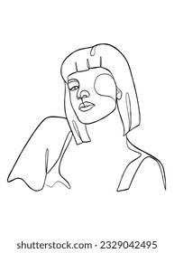 Continuous one line drawing of minimalist woman. Vector illustration.