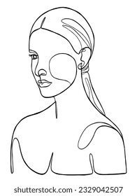 Continuous one line drawing of minimalist woman. Vector illustration.