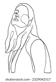 Continuous one line drawing of minimalist woman. Vector illustration.