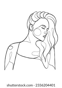 Continuous one line drawing of minimalist woman. Vector illustration.